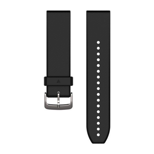 Remienok hodiniek Garmin 22 mm čierny silikónový, strieborná pracka (QuickFit) pre hodinky Fenix 5