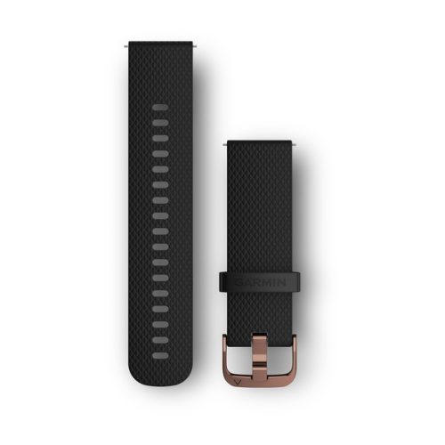 Remienok hodiniek Garmin 20 mm čierny S/M silikónový, ružovo zlatá pracka (rýchloupínací) pre hodinky Vivomove HR