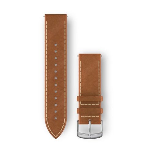 Remienok hodiniek Garmin 20 mm hnedá koža, strieborná pracka (rýchloupínací) pre hodinky Vivomove HR