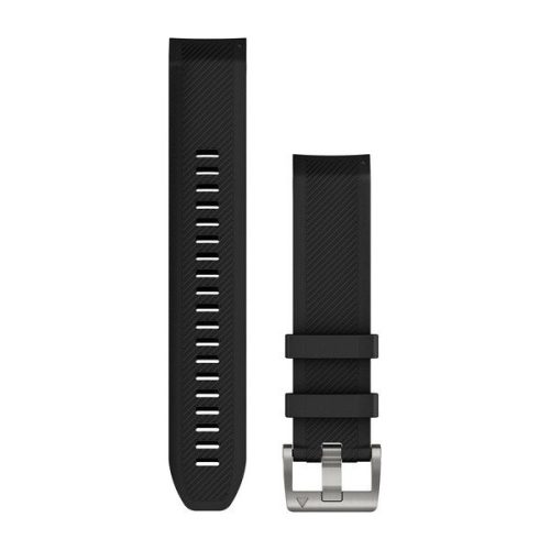 Remienok hodiniek Garmin 22 mm čierny silikónový, strieborná pracka (QuickFit) pre hodinky MARQ Smartwatch