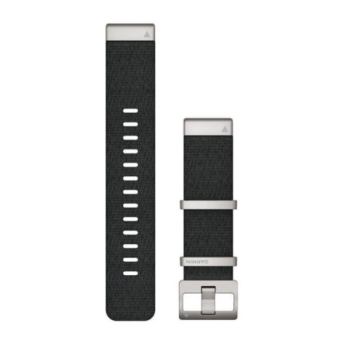 Remienok na hodinky Garmin 22 mm čierny nylon, strieborná pracka (žakárová tkanina) (QuickFit) pre MARQ