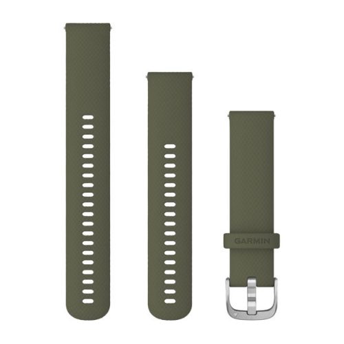 Remienok hodiniek Garmin 20 mm machovo zelený silikón, strieborná pracka (rýchloupínací) pre hodinky Vivomove 3