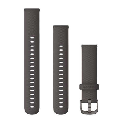 Remienok na hodinky Garmin 18 mm tmavosivý silikónový, sivá pracka (Quick Release) pre Venu 2S 110-195 mm