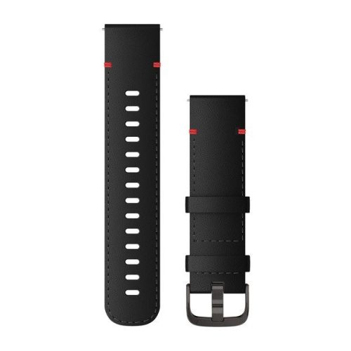 Remienok na hodinky Garmin 22 mm čierna koža, sivá pracka (Quick Release) pre Vívoactive 4 130-200 mm