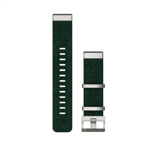 Remienok na hodinky Garmin 22 mm borovicovo zelený nylon, strieborná pracka (QuickFit) pre hodinky MARQ Smartwatch
