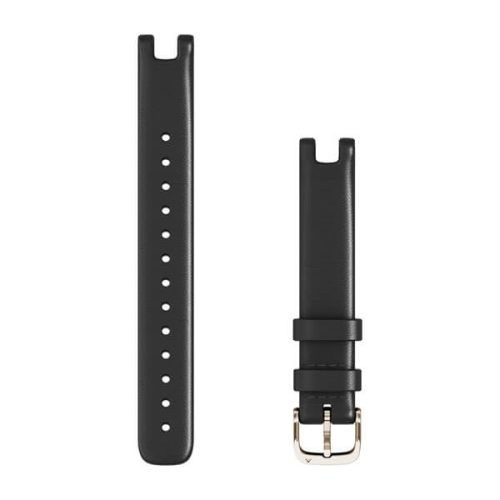 Remienok na hodinky Garmin Lily 14 mm čierna talianska koža, krémovo zlatá pracka pre Lily (110-175 mm)