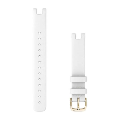 Remienok na hodinky Garmin Lily 14 mm z bielej talianskej kože, zlatá spona pre Lily (110-175 mm)