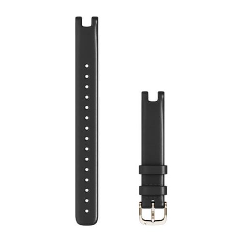 Remienok na hodinky Garmin Lily 14 mm čierna talianska koža (veľký), krémová zlatá spona pre Lily (120-195 mm)