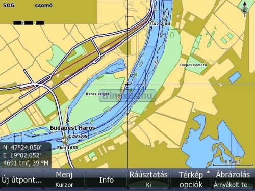 Dunajské Maďarsko. Digitálna mapa Slovenska Lowrance