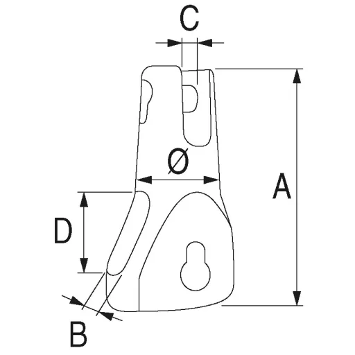 Výklopný konektor kotviaceho kábla, nehrdzavejúca oceľ 6/8 mm