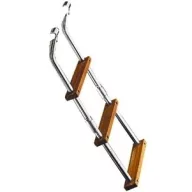 Lodný rebrík 4 stupne kovový teak 90x23 cm