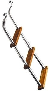 Lodný rebrík 4 stupne kovový teak 90x23 cm