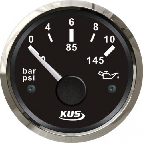 Manometer tlaku oleja 10 bar KUS čierna nerezová oceľ