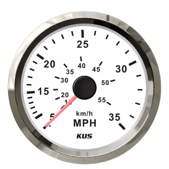 Merač rýchlosti KUS 35 MPH z nerezovej ocele - biely