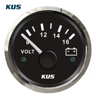Voltmeter KUS 8-16 V nerezová oceľ-čierna
