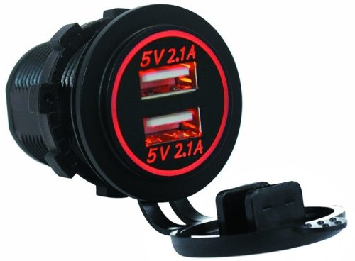 USB nabíjačka LED červená 12/24V - 3,1 A