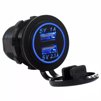 USB nabíjačka LED modrá 12/24V - 4,2 A
