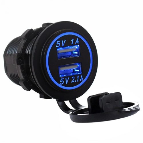 USB nabíjačka LED modrá 12/24V - 4,2 A