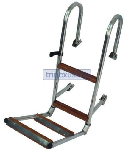 Lodný rebrík so 4-stupňovým kovovým teakovým zábradlím 110 cm