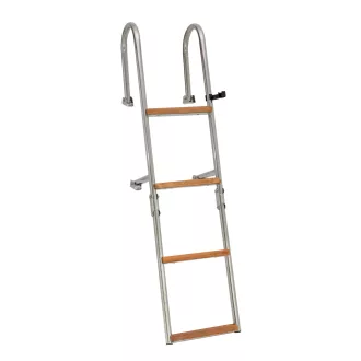   Lodný rebrík so 4-stupňovým kovovým teakovým zábradlím 110 cm