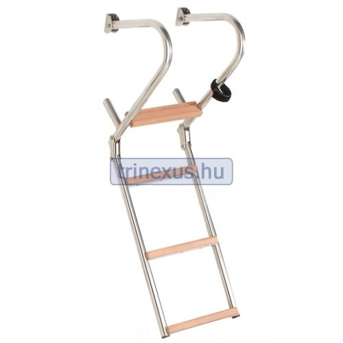 Lodný rebrík 4 stupne s kovovým teakovým zábradlím 98x26cm