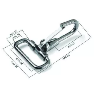 Ponyva akasztó inox karabíneres 28 mm EVA