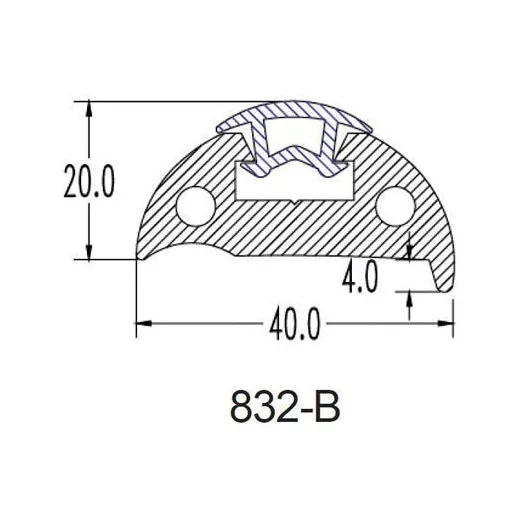 Gumový profil 40x20 mm čierny
