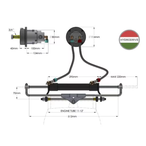 Hydraulické riadenie do 175 koní Hydrodrive MF175W-MRA