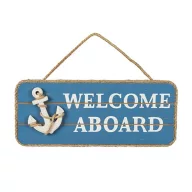 Drevená tabuľka s nápisom WELCOME ABOARD VVL