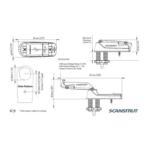 Scanstrut Rokk USB zásuvka IPx6 farba čierna